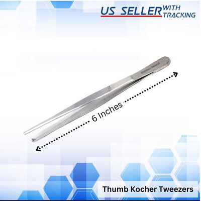 1x2 Tooth Kocher Forcep Thumb Tissue Plier Surgical Dermatology Suturing Tweezer