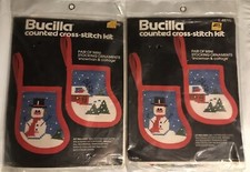 2 Vintage Bucilla Mini Christmas Stocking Cross Stitch Kits