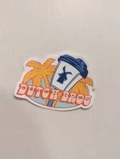 FOR CHARITY Dutch Bros Sticker June 2024 Windmill Sign Palmtree Orange