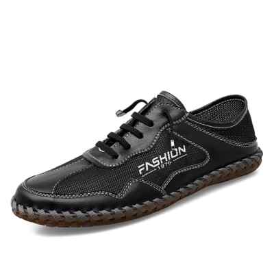 Men's Casual Shoes Leather Breathable Mesh Sneakers Moccasins Driving Flat Shoes