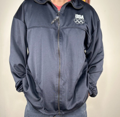 Vintage USA Olympic Committee Track Jacket Men's XXL Navy Blue USA VTG