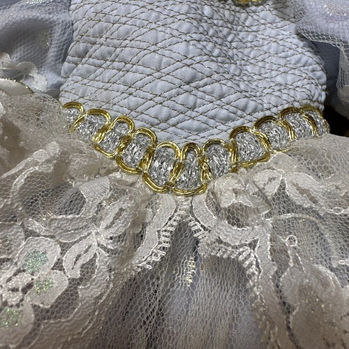 Porcelain Doll Princess Gown Dress Lace Overlay Blue Beaded 14” Handmade - Picture 4 of 15