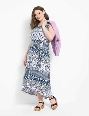 Size 18/20 2X Mixed Print High-Low Maxi Dress W/Tie + Pockets Summer Plus  Size | eBay