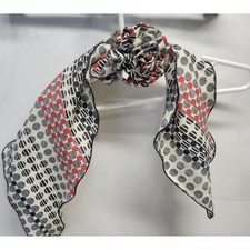Vintage Polka Dot Scarf Red Black Cream Accordion Pleat Ruffle Trim