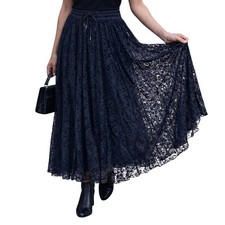 Pleated Floral Sheer Lace Maxi Skirt Small Whimsigoth Ethereal Festival Fairy