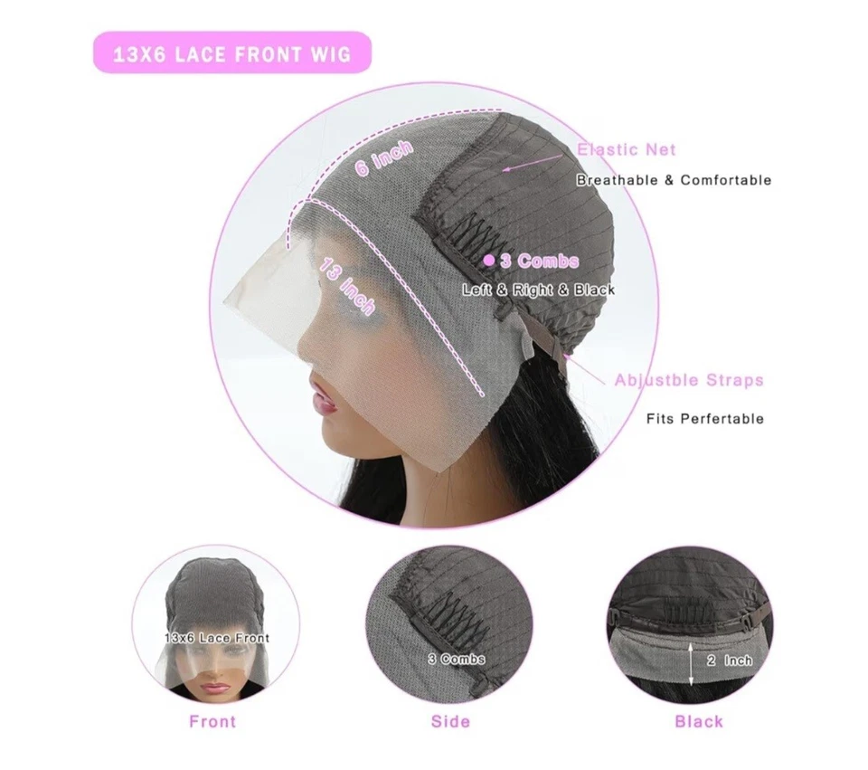 Pelucas delanteras de encaje de 30 pulgadas 13x6 cabello humano 200 densidad rectas HD pelucas delanteras de encaje Foto 4 de 4