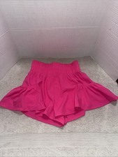 Women's Size Small Pink Flowy Shorts with Pockets Elastic Waist With Liner