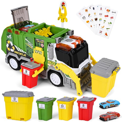 #ad #ad Large Garbage Truck Toy SetFriction Powered Toys Cars with Trash Bins Dumps... $41.34