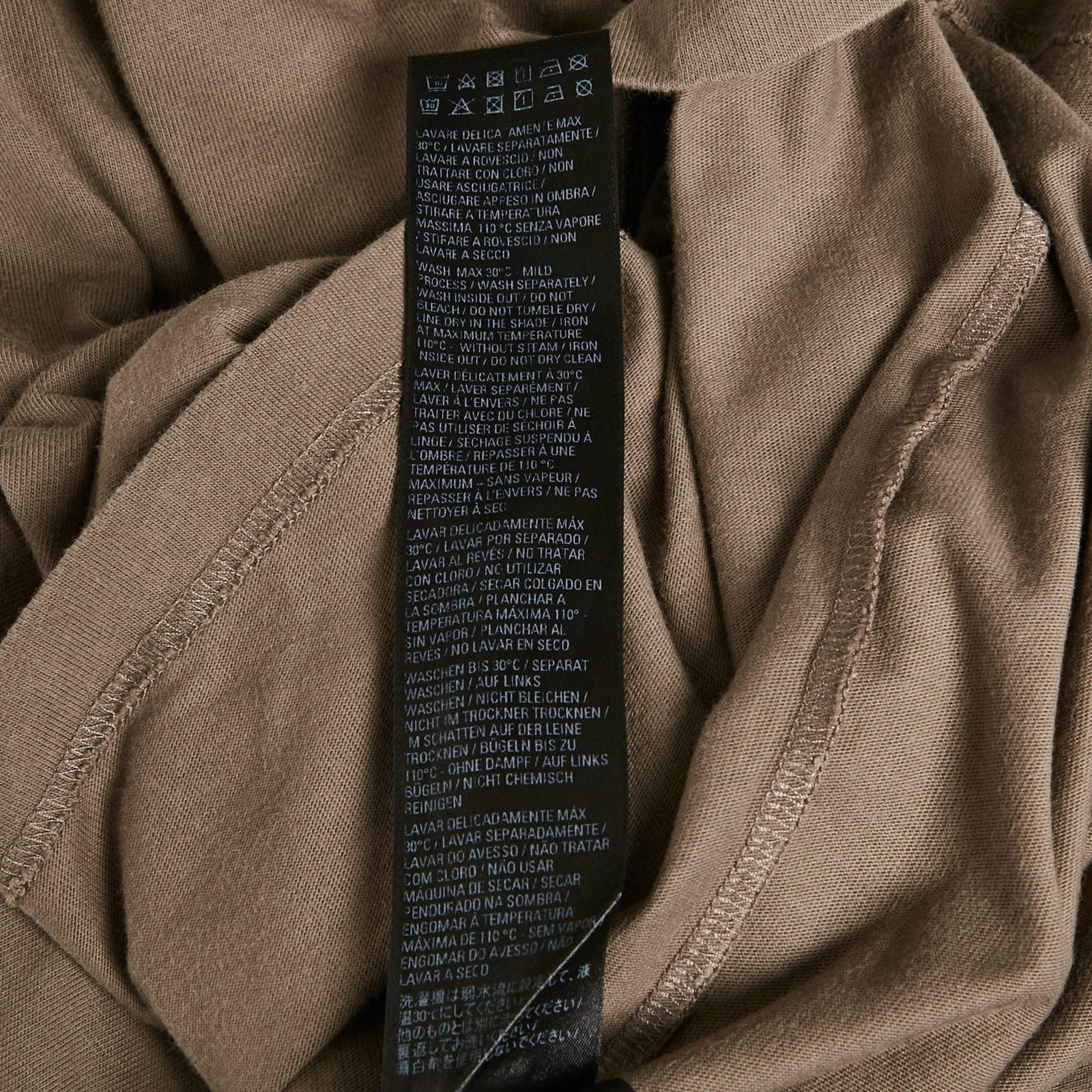 Balenciaga Unisex Tan Brown Logo Embroidered Cotton TShirt M thumbnail 6