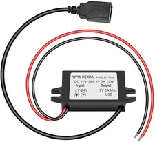 DC 12V/24V To 5V 3A 15W USB Converter Buck Module Power Adapter Car Tool