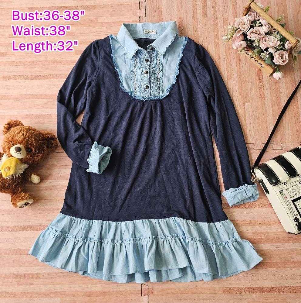 axes femme blue dress axes femme Women Dress Lolita Hime Gyaru shibuya109 Dark Blue