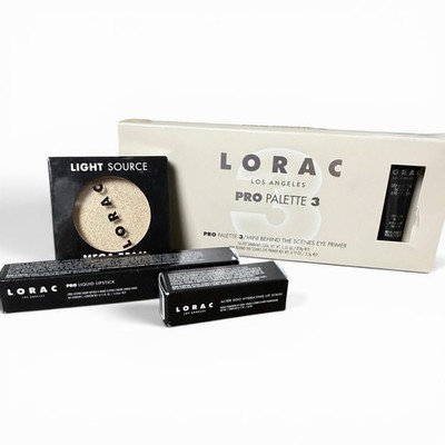 LORAC Pro Palette 3 Light Source Highlighter Lipstick Lip Stain New 4-Piece Lot