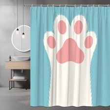 Cute Cat Paw Shower Curtain for Kids Bathroom Decor