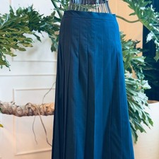 Blue Pleated A-Line Maxi Skirt for Casual Wear