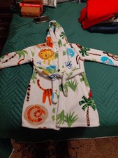      Unisex Kid's Safari Jungle Plush Fleece Hooded Bathrobe     size 6