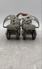 Vintage Unisex Silver Red Metal Adjustable Strap Quad Wheels Roller Skates — photo 3