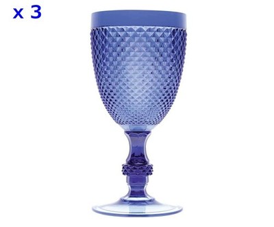 3er Set Kunststoffbecher MS Diamond Blau - Stoßfest - EXCELSA - 390 ML