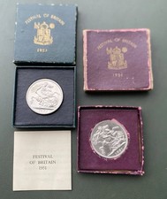 2x 1951 Crowns Festival Of Britain In Boxed Green & Burgundy George VI