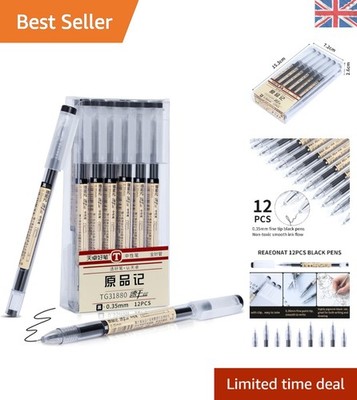 Luxus 12-teiliges schwarzes Gelstift-Set - feine Spitze schnell trocknende Tinte für Profis