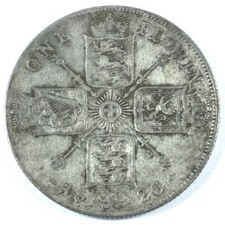 A British King George V 1920 Pre Decimal Silver Florin / Two Shilling Coin (A)