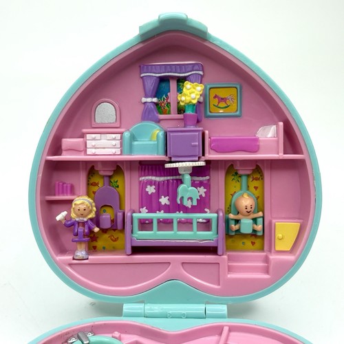 Vintage 1994 Polly Pocket Babytime Fun Blue Heart komplett 1 Puppe Mama & 2 Babys - Bild 3 von 13