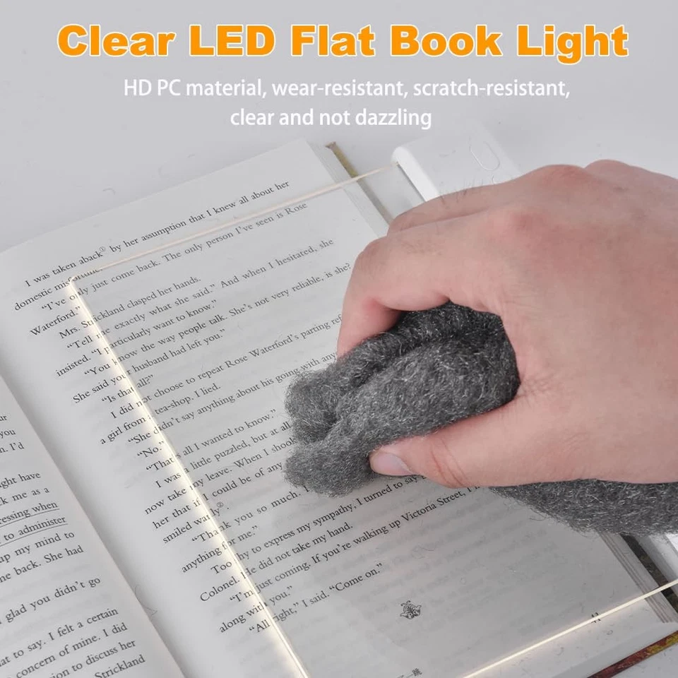 Book Light, Rechargeable Clear LED Flat Reading Light with 3 Colors  Timer, D... - Image 2 of 4
