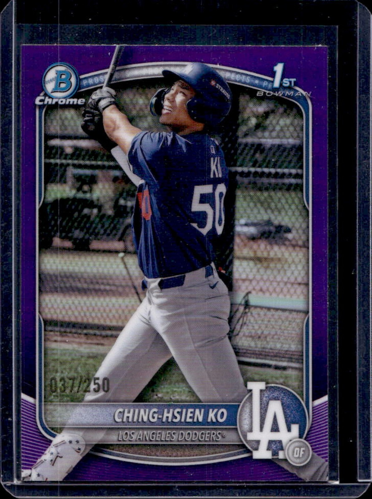 2025 Bowman Chrome Ching-Hsien Ko Purple Refractor 1st #37/250 Dodgers