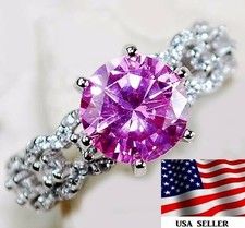 3CT Treated Pink Sapphire  Topaz 925 Solid Sterling Silver Ring Sz 6 UB3-8