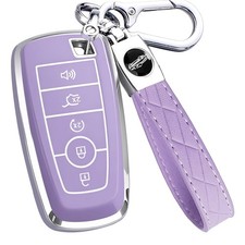 Key Fob Cover for Ford - Premium Soft TPU Shell Full 5 Buttons, Purple