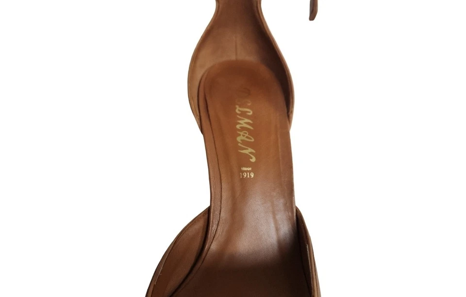 Delman Vintage Camel Brown Leather Pumps - Image 4 of 4