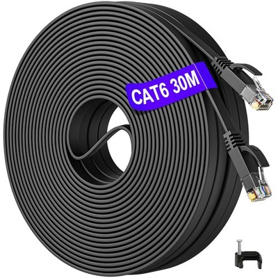 Ethernet Kabel 30m Outdoor Indoor, Cat 6 lang Internet hoch 30m, schwarz 