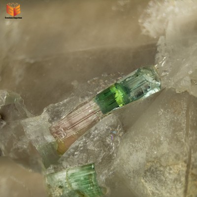 Tricolor Tourmaline Crystal, Thumbnail Size, Matrix On Quartz With Mica, 444g