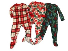 Carters Christmas Pajamas 2T Toddler Footed Blanket Unisex 3pc Lot
