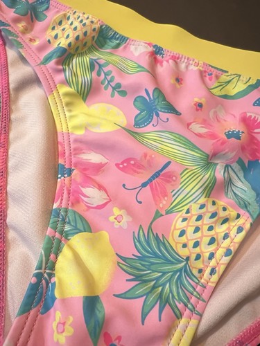 Betsy Johnson Long Sleeve Two Piece RASH GUARD Tropical Fruit Swimsuit XL 14 - Picture 4 of 10