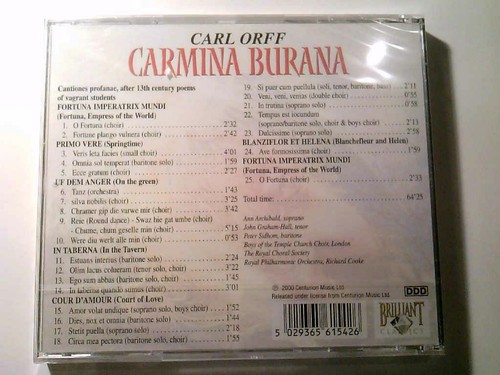 Carmina Burana Orff, Carl, Royal Philharmonic Orchestra und Richard Cooke: - Bild 2 von 2