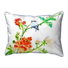 Betsy Drake Blue Bird  Flowers Extra Large Zippered Indoor Outdoor Pillow 20x24