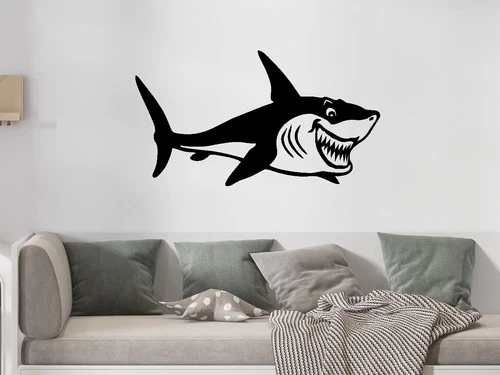 Funny Shark Wall Stickers Car Decal Sticker Van Kids Wild Sea Life Animals Art - Picture 1 of 17