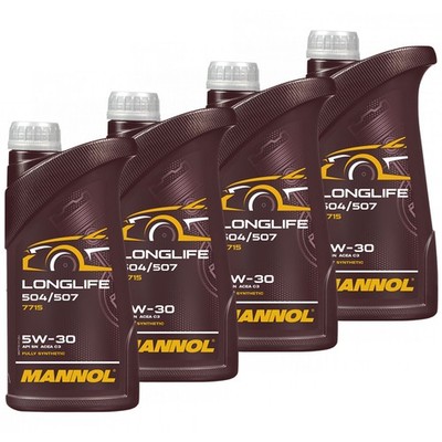4 x1 L MANNOL Longlife 5W-30 Motoröl 5W30 VW 504 00 507 00 BMW LL-04 MB 229.51