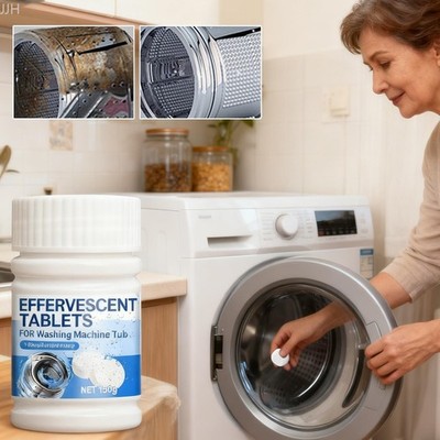 50Pcs Finally Fresh Washing Machine Cleaner White Powder Tablets Kit New