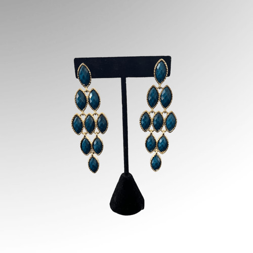 AMRITA SINGH GoldTone Blue Chandelier Dangle Earrings