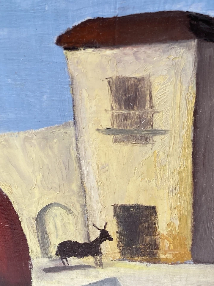 Vtg Framed Original Mid-Century Surreal SW Themed Oil Painting, Shaffner 21"x27" - Image 3 of 4