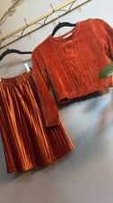 Tommy Bahama Chenille Sweater  Velvet Pleated Skirt Set  Girls 6/7