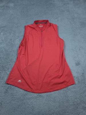 Adidas Golf ClimaCool Sleeveless Shirt Womens Large Red Half Zip Performance Top
