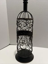 Wine Bottle Metal Cork Holder - Hinged Top - 15" Tall , Bar Decor