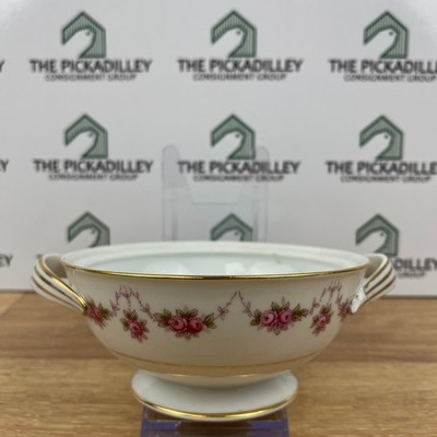 Noritake China Ridgewood 5201 Cream Soup Bowl Pink Roses Gold Trim Japan Vintage