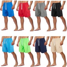 Men Swimming Shorts, Solid Colors Swim Trunks, Cargo Pocket Bathing Suit For Men