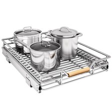 Pull out Cabinet Organizer, 15"W X 21"D, Heavy 15" W x 21" D 1-Tier , Chrome