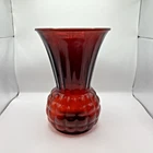 Anchor Hocking Royal Ruby Flared Glass Vase - Pineapple Shaped Vintage MCM