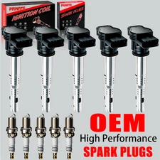 5X Brand OEM Ignition Coil & Iridium Spark Plug For Beetle Golf Jetta 2.5L UF575
