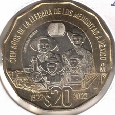 2022 Mexico 20 pesos Brilliant Uncirculated Mennonites Commemorative coin!